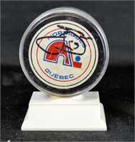 JOE SAKIC Autograph Hockey Puck Quebec Nordiques