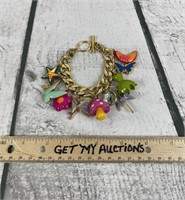 Handmade Gold-Tone Tinkerbell and Charms Bracelet