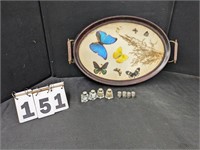 Butterfly Serving Tray, Sterling Salt & Peppers