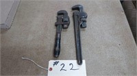 2 VINTAGE PIPE WRENCHES 14" & 12"