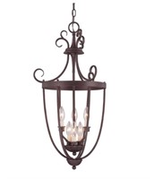 THREE LIGHT ENGLISH BRONZE OPEN FRAME FIXTURE