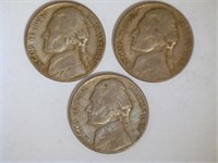 1940's Jefferson Nickels; 1940-(3); 1941-(2);