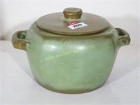 Green Frankoma covered bean pot