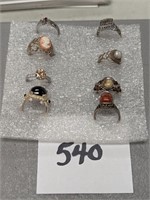 Lot of 8 Sterling Silver Rings