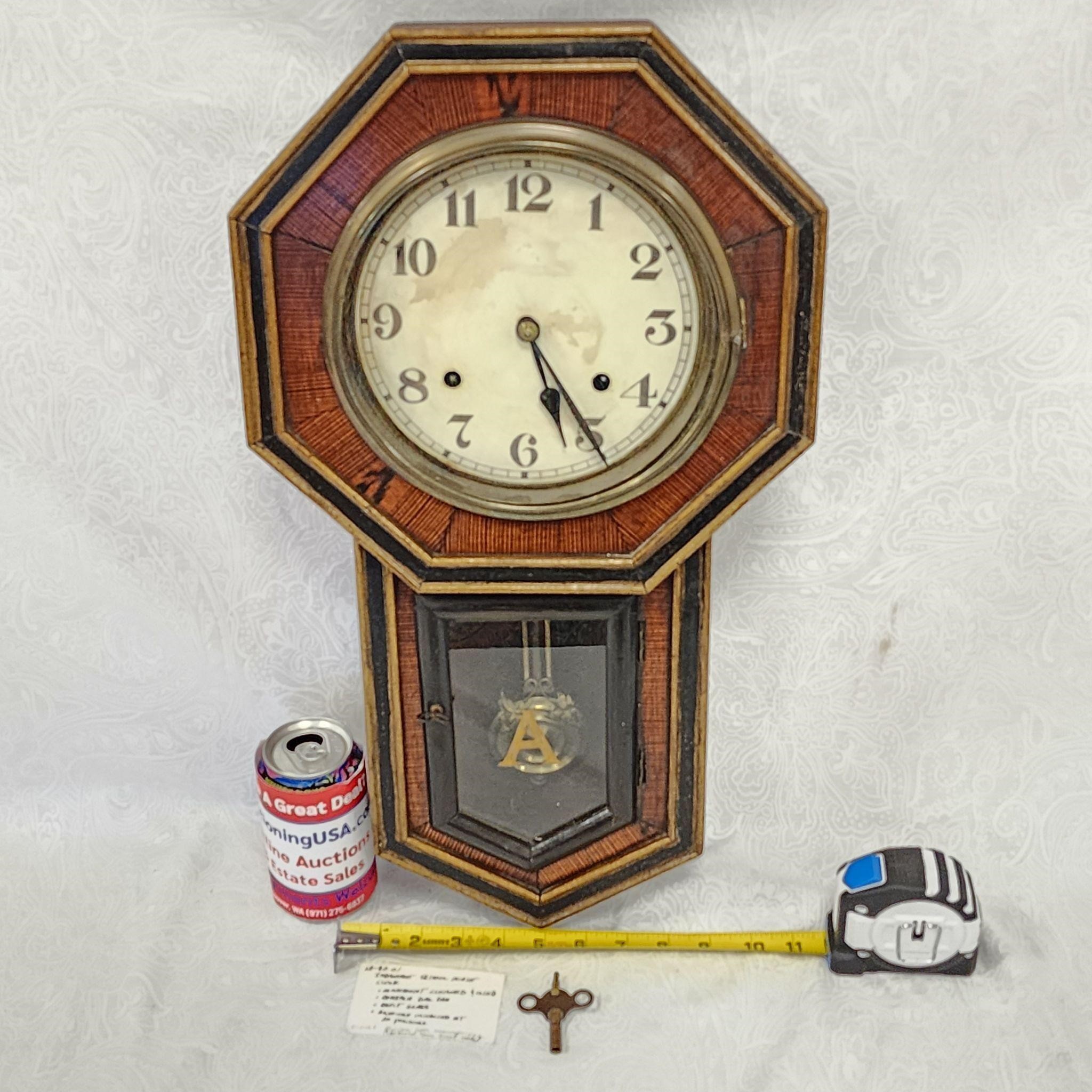 Rare Antique Japanese Schoolhouse Clock W/ Key