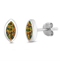 Black Opal Oval Stud Earrings