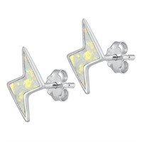 White Opal Lightning Bolt Earrings