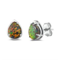 Pear Shape 3.40ct Black Opal Earrings