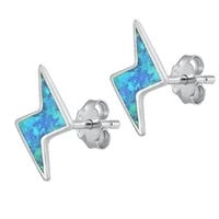 Blue Opal Lightning Bolt Earrings
