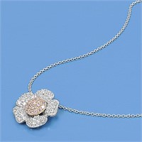 Pink & White Topaz Flower Necklace