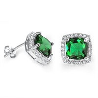 Cushion Cut 2.40ct Emerald Earrings