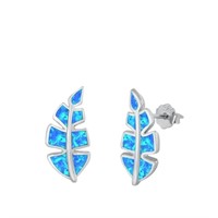 Blue Opal Leaf Earrings