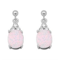 Large 4.18ct White Opal Oval Cut Earrings