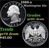 Proof 1988-s Washington Quarter 25c Grades GEM++ P