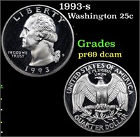 Proof 1993-s Washington Quarter 25c Grades GEM++ P