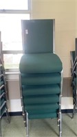 7 green padded  metal chairs