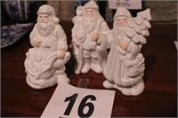 3 Santa Claus Ceramic Figurines