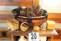 Miniature Baskets and Basket w/ Pine Cones