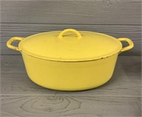 Yellow Enamel Cast Iron Roaster