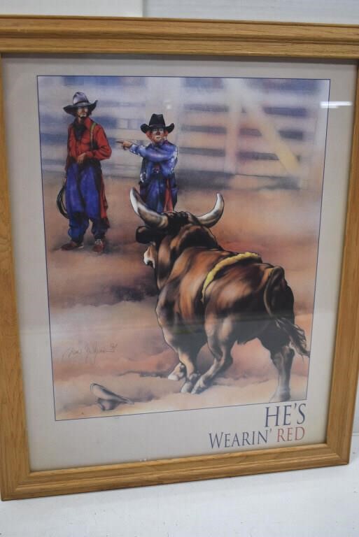 He's Wearin' Red Rodeo Clown Framed Print 1994