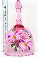 Fenton pink bell w/ flowers & butterfly