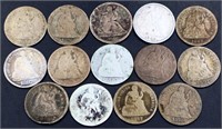 Lot of 14 seated liberty dimes