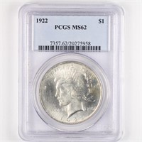 1922 Peace Dollar PCGS MS62