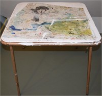 Vtg Cosco Folding Card Table - lots of Paint!