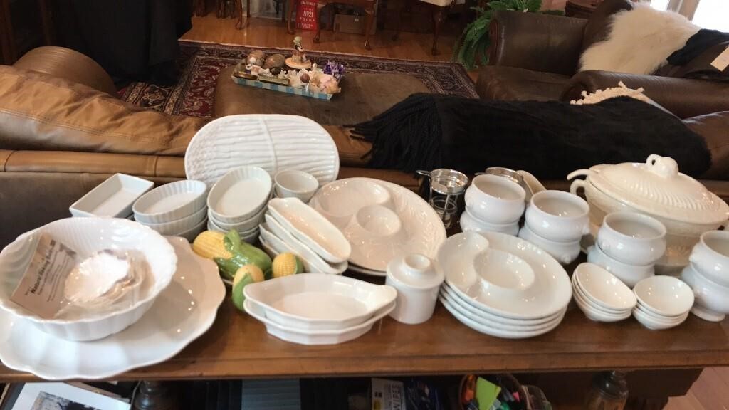 Large Lot of White Kitchenware