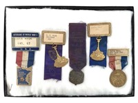 5 VFW Veterans of WWI Ribbon Badges, 1950s