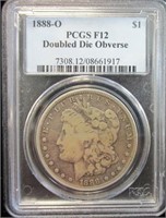 1888-O MORGAN DOLLAR DOUBLE DIE OBVERSE PCGS F12