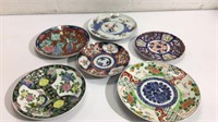 6 Handmade Handpainted Oriental Plates M8C