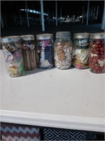 Mason jars with miscellaneous