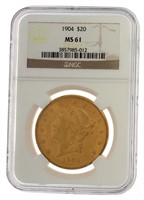 1904 Liberty Head MS61 $20.00 Gold Double Eagle