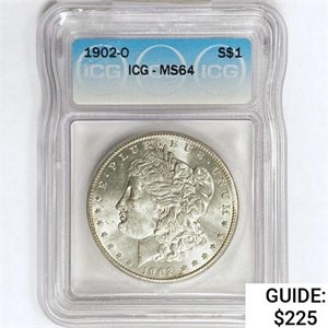1902-O Morgan Silver Dollar ICG MS64