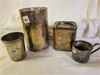 2 METAL CONTAINERS & 2 METAL CUPS