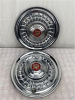 Vintage Pair of CADILLAC Chrome Hubcaps