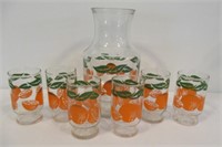 Vintage Decorative Juice Decanter with (6)