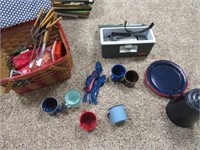 Picnic basket and supplies