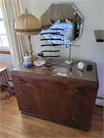 DRESSER, MIRROR & LAMP