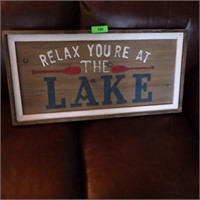 WOODEN "YOU'RE AT THE LAKE SIGN"  31 x 15 1/2