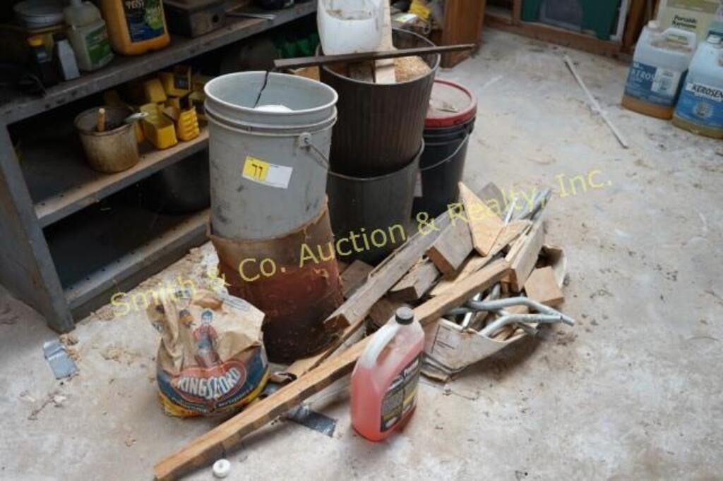 Buckets of Sawdust, Misc. Pieces of Wood & Pipe