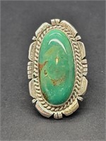 Native American Sterling Silver Oval Cabochon Turq