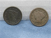 1847 & 1848 Large Cent Coins