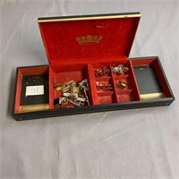 Vintage Valet Box with Cufflinks and Money Clips