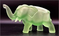 Vtg Indiana Green Frost Covered Elephant Dish