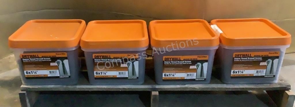 (4) Hillman 6,125ct Boxes of 6x1-1/4" Drywall Scre