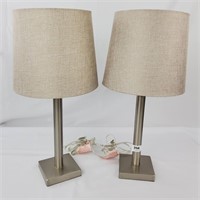 Two Brush Nickel Dresser Lamps 22.5 Inch