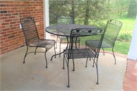 Wrought Iron Round Patio Table w/ 4 Chairs