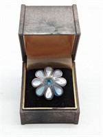Sterling Silver Blue Flower Ring